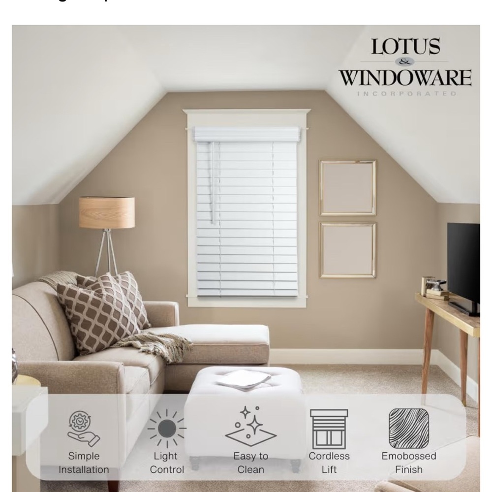 Lotus Windoware White Cordless Blinds 30x48